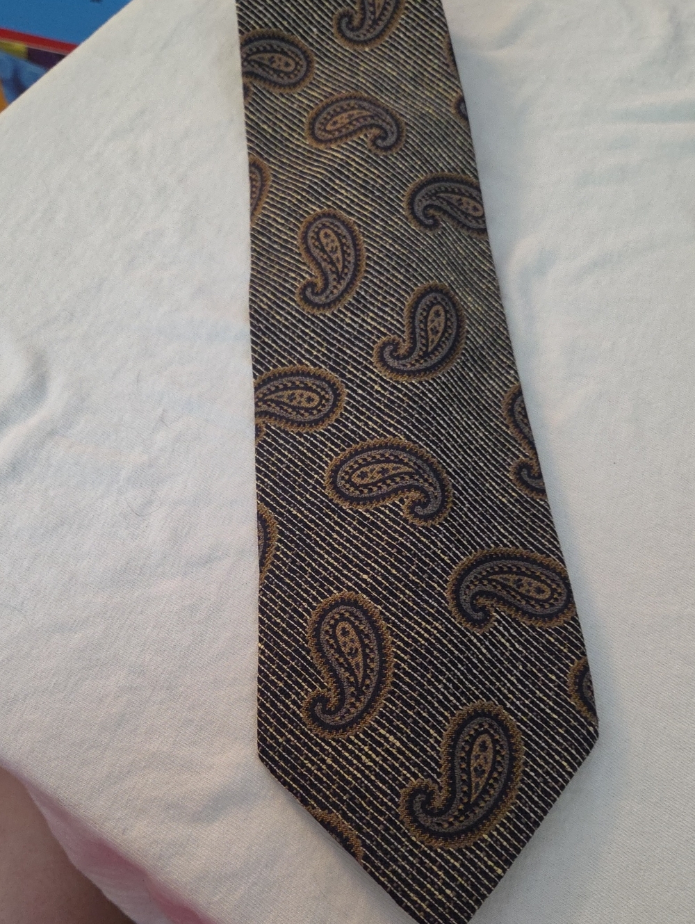 Classic Black Paisley Men's Tie with Brown Accents